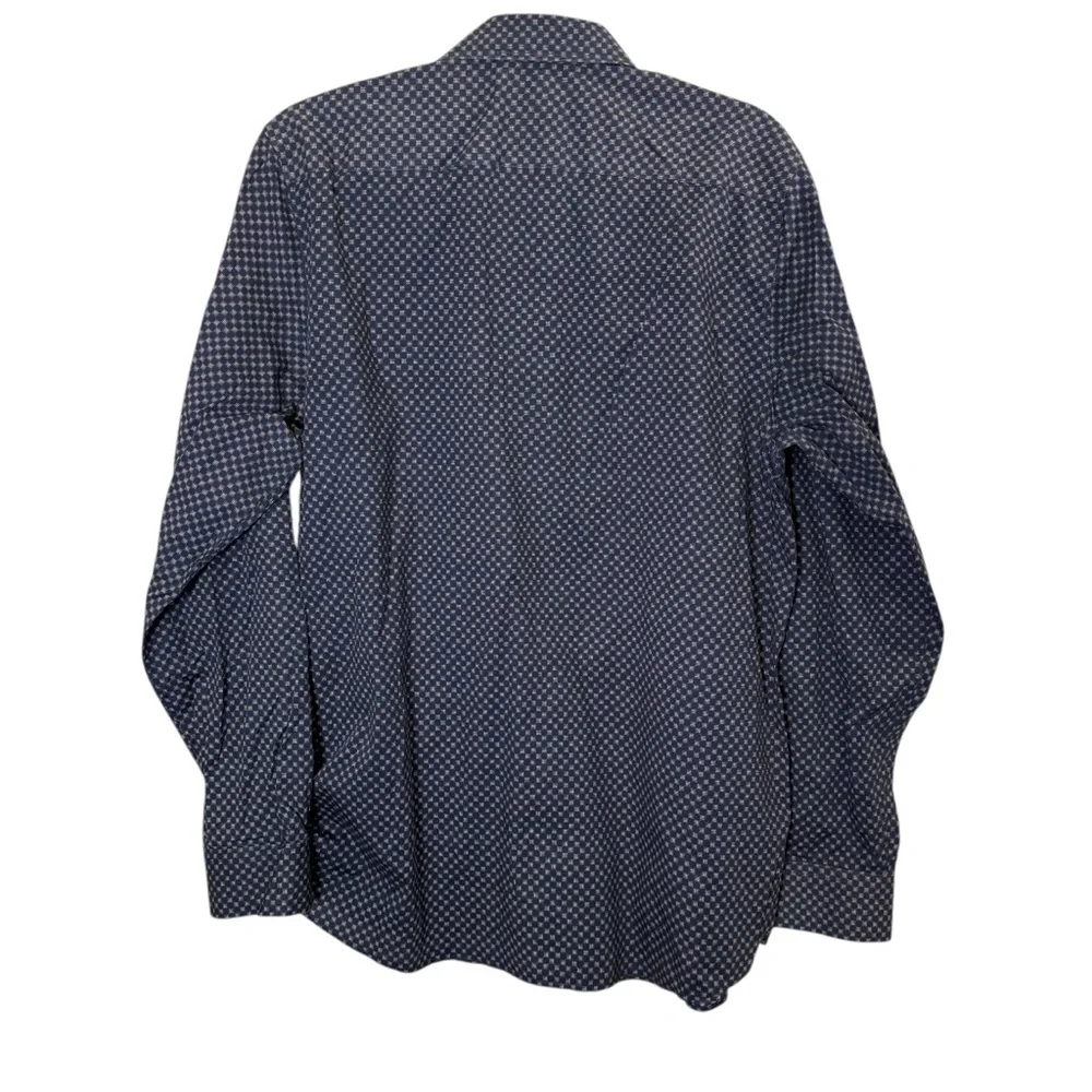 Ted Baker London Men’s Cotton Elastane Navy Geometric Button Down Shirt sz XL